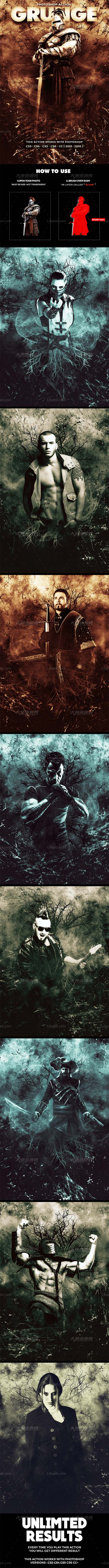 极品PS动作－恶灵传说(含高清视频教程)：Grunge Photoshop Action