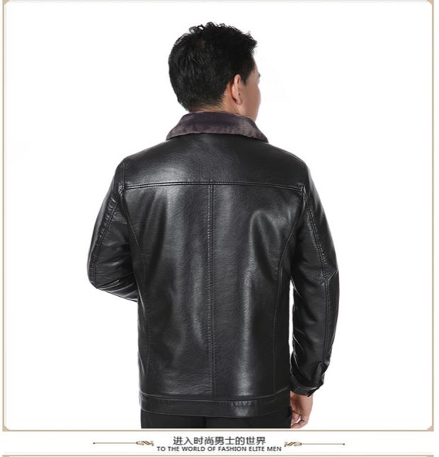 Áo lót có thể tháo rời trung niên cộng với nhung da nam dày PU áo khoác da cũ áo khoác da cha mùa đông áo khoác nam hàng hiệu
