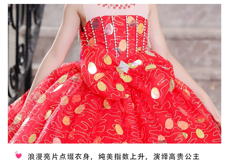 Cao quý chủ trang phục cô gái công chúa váy piano biểu diễn váy công chúa sequin công chúa trẻ em váy công chúa - Váy trẻ em đầm công chúa cho bé 1 tuoi