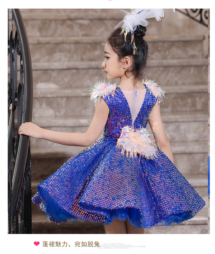 Váy bé gái màu xanh 2019 mẫu mới dành cho trẻ em catwalk trình diễn trang phục phồng váy công chúa chủ nhà - Váy trẻ em chân váy trẻ em 11 tuổi