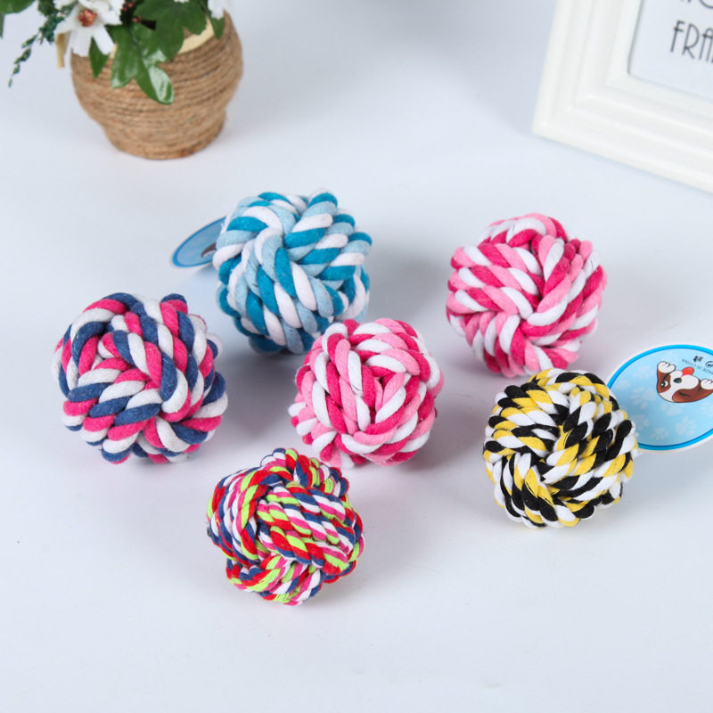 Dog toy cotton ball resistant to bite molar teeth cleaning teddy puppy biting rope ball puppy cotton rope ball pet knot toy