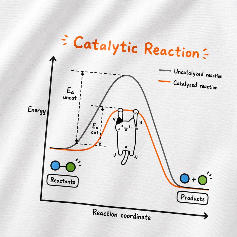 Catalytic Reaction Kitten Parabola Science Print Short Sleeve T-Shirt Fun Educational Unisex Catalytic Reaction Kitten Parabola Science Print Short Sleeve T-Shirt Fun Educational Unisex
