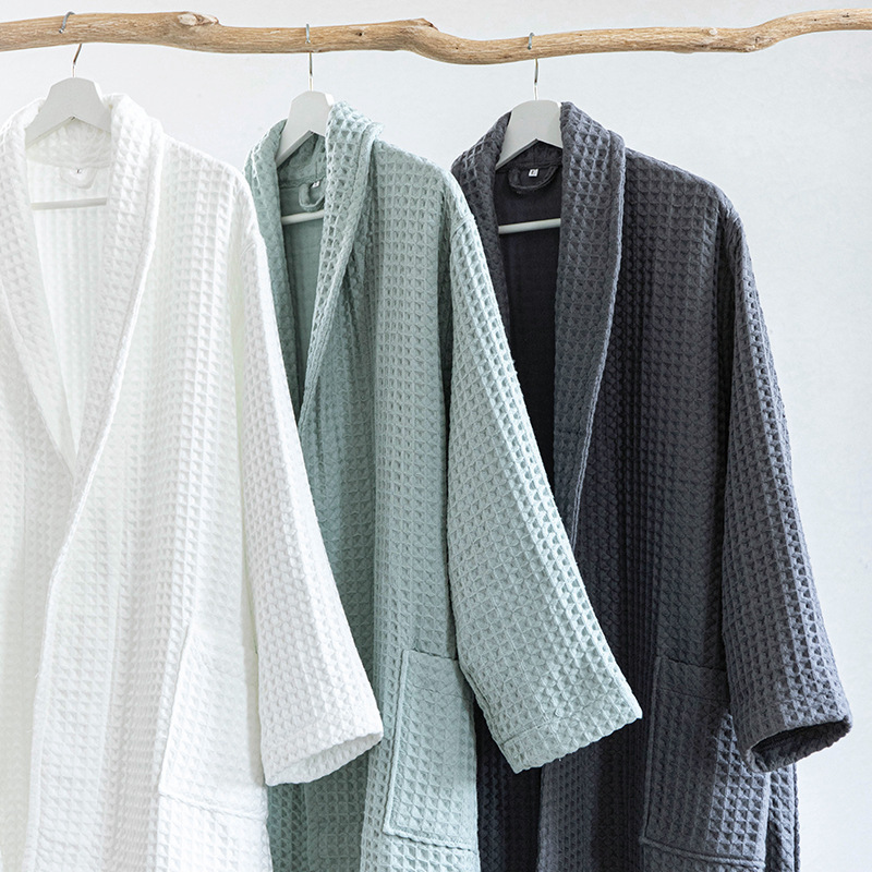 Seven-Star Hotel Japanese-Style All-Cotton Bathrobe, Four-Season Extra-Long Honeycomb Waffle Bathrobe, Sleepwear, Loungewear for Couples, Men and Women Seven-Star Hotel Japanese-Style All-Cotton Bathrobe, Four-Season Extra-Long Honeycomb Waffle Bathrobe, Sleepwear, Loungewear for Couples, Men and Women