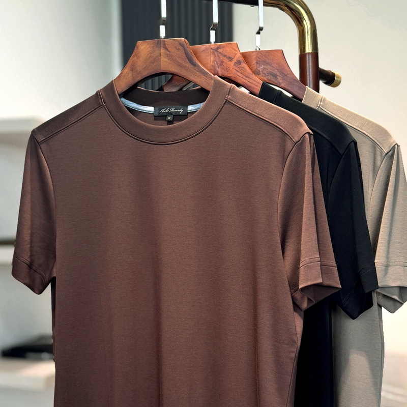 Soft to the Touch, Heavyweight Cotton + Modal, Delicate and Comfortable, All-Season Crew Neck Short-Sleeve T-Shirt for Men, Casual White Base Layer