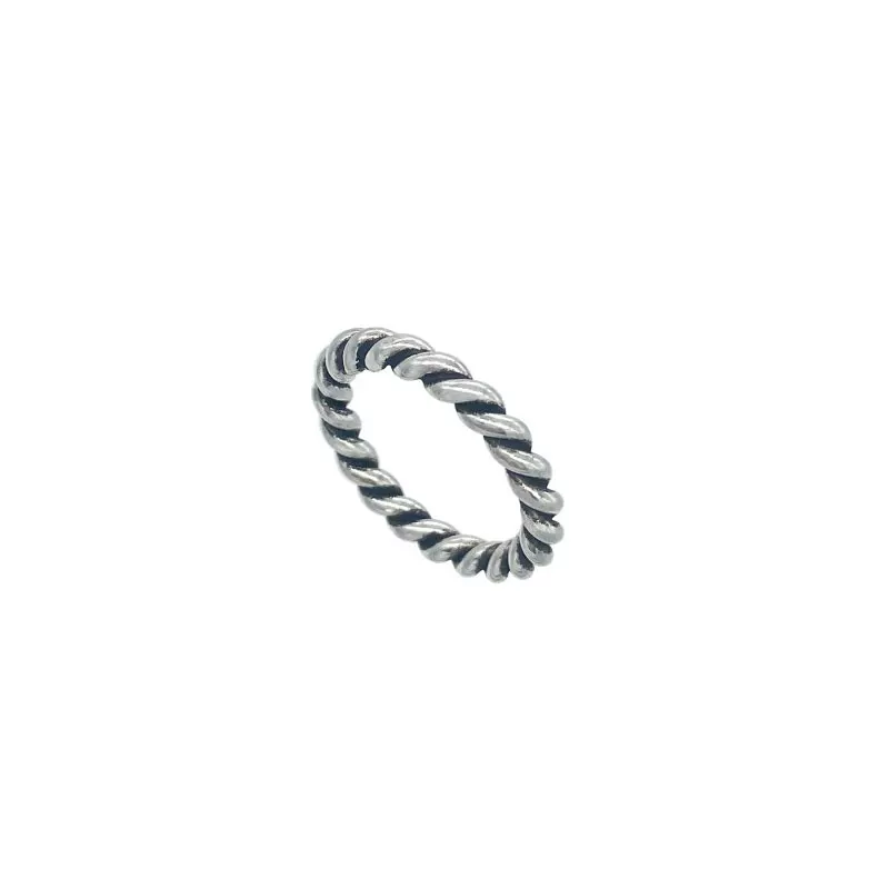 [П ring из чистого серебра в стиле цепной плетёной текстуры для носки в стиле сджинга]
