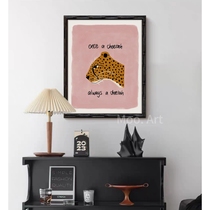 Pink wants to be rich retro black and white gray color painting French modern light luxury restaurant entrance painting meaning good things