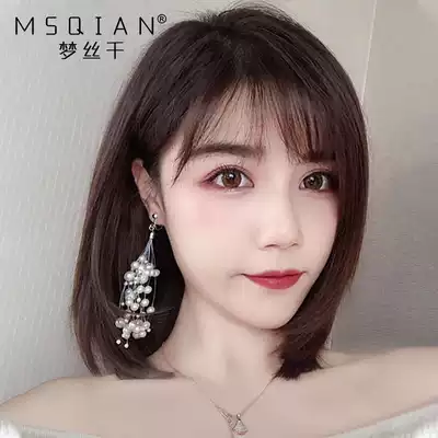 Wig female short hair round face Net Red real hair wig set natural full head cover type air bangs long hair