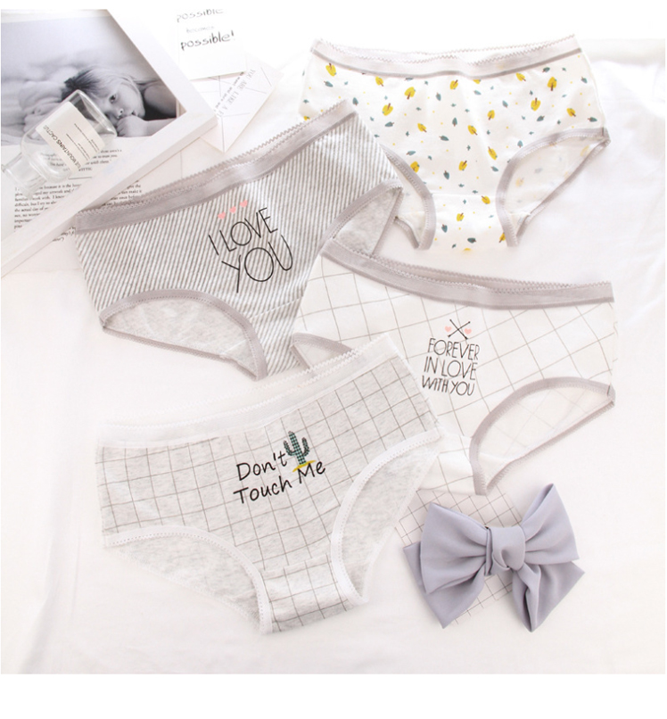 Quần lót nữ cotton eo thấp nữ cotton cotton sinh viên dễ thương thoải mái thoáng khí tam giác quần short đầu đồ lót xuất khẩu