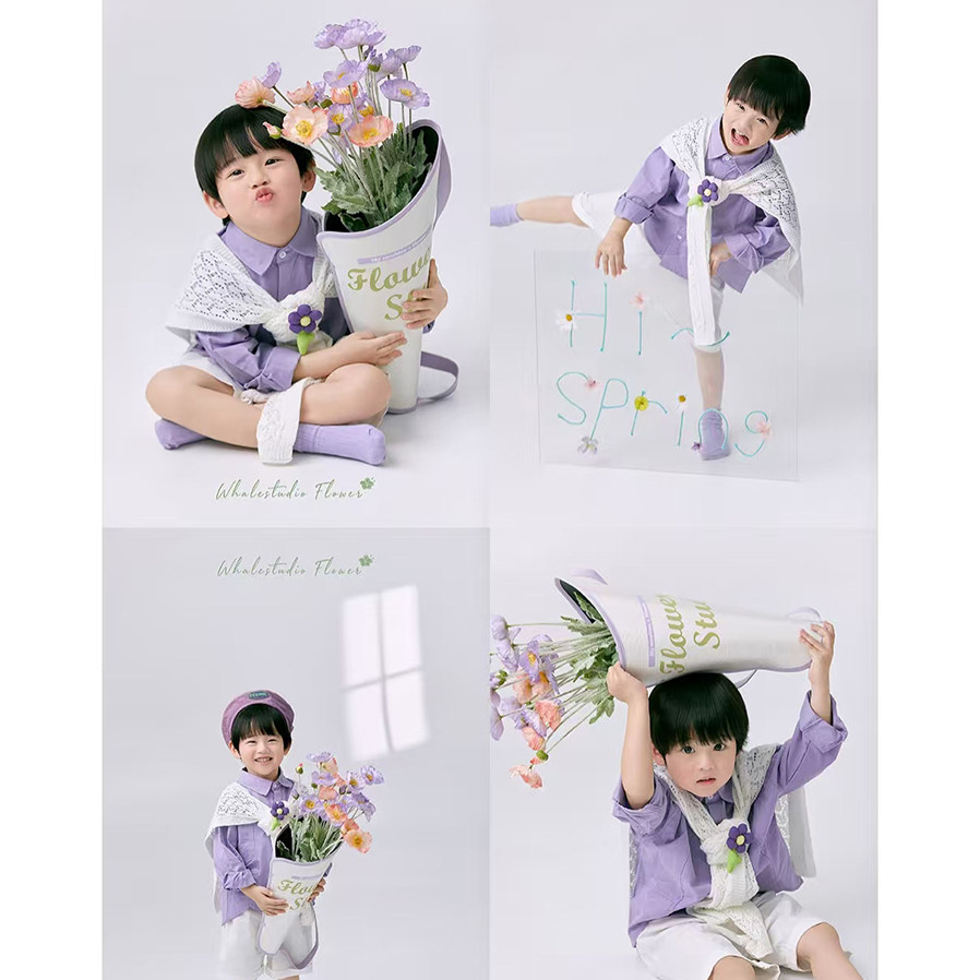 新款儿童摄影服装道具春天紫色系女孩艺术照拍摄宝宝手捧花背包花评价- 淘宝网, image size:898x898