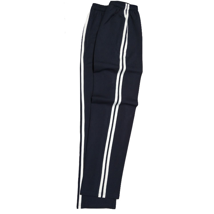 Mùa hè cotton siêu mỏng tùy chỉnh màu xanh đậm Tây Tạng dát 2 thanh trắng đồng phục thể thao thẳng quần đồng phục trẻ em chất lượng cao
