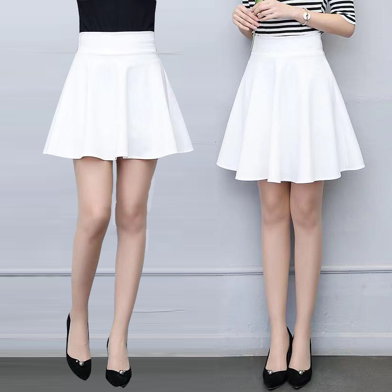 2022 spring summer medium long half body skirt high waist anti-walking light hit bottom dress pants A character slim pleasty dress fluffy skirt white