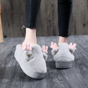 Dép cotton nữ mùa đông Phiên bản Hàn Quốc của thủy triều trong nhà chống trượt ấm lông lông kéo phim hoạt hình dày đáy tháng