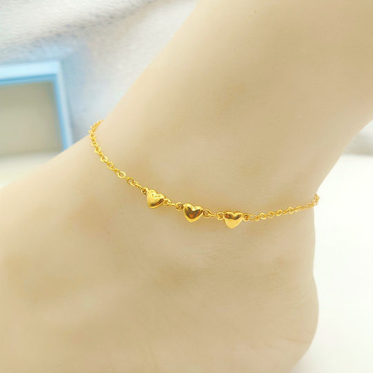 夏季新款越南沙金脚链女款镀黄金爱心脚链饰品礼物久不掉色脚饰