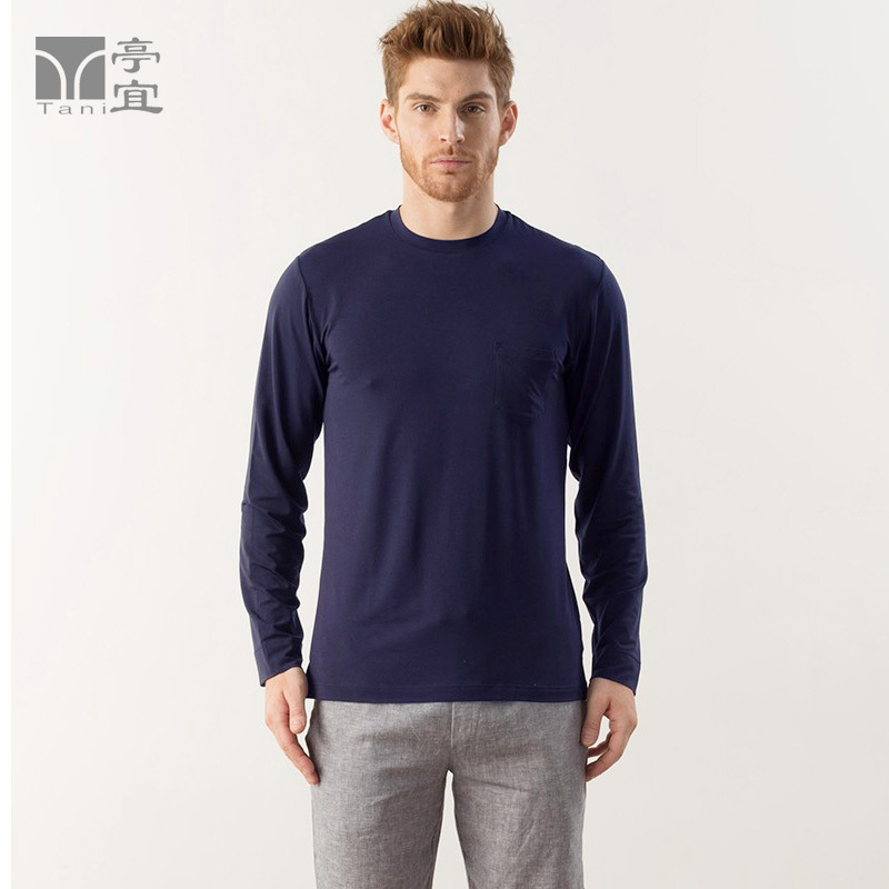 Tani Brand Men's Thermal Underwear Skin-Friendly Modal Base Layer Simple Long-Sleeve T-Shirt Round Neck Autumn Top