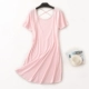 Mở lại váy ngủ nữ mùa hè phương thức đồ ngủ mỏng cotton lỏng gợi cảm màu rắn ngắn tay dài dịch vụ nhà vay mac nha dep