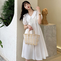 Sheep Xiaoxi temperament small fragrance dress 2020 new mind thin French lady white medium-long skirt