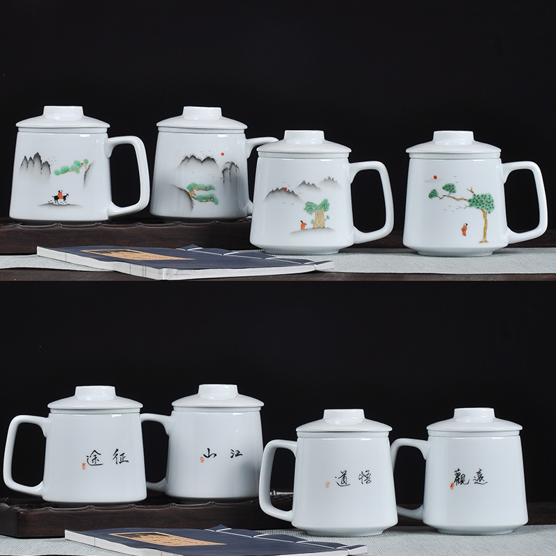 Jingdezhen creative household glass hand - made ceramic cup with cover with filter tea cup office gift cups cup