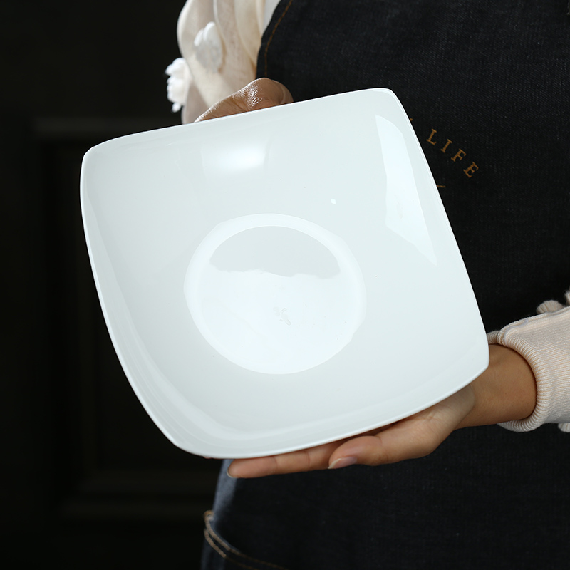 Jingdezhen ceramic plate creative side plates pure white ipads China vegetable salad to household deep dish soup plate plate
