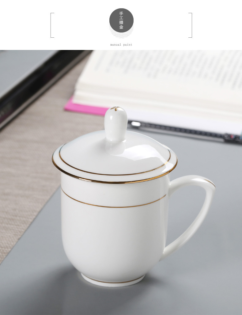 Jingdezhen meeting office ipads porcelain teacup household ceramic keller cup with handle cover cup custom lettering