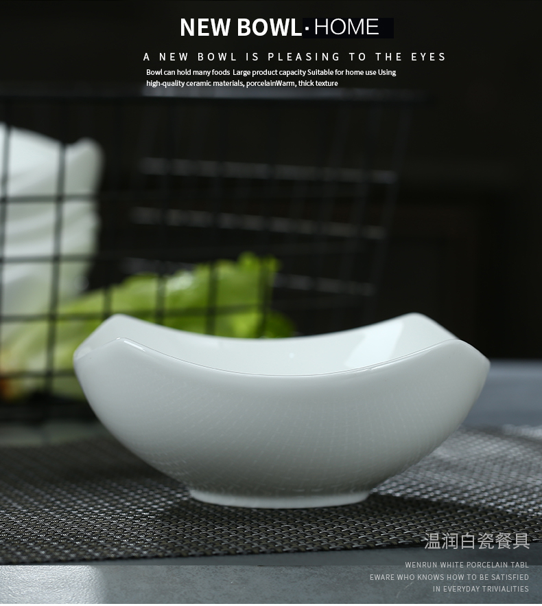 Korean creative salad bowl pure white ipads bowls jingdezhen ceramic bowl bowl household tableware Japanese soup bowl rainbow such use