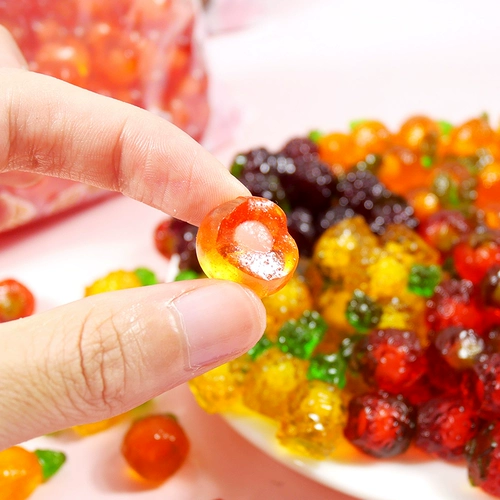 Фрукты икориона с сердцем резиновый сахар белый персиковой вкусный взрыв, помадка фруктов аромат QQ сахар 2 фунта сети красными повседневными закусками