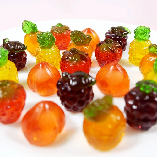 Фрукты икориона с сердцем резиновый сахар белый персиковой вкусный взрыв, помадка фруктов аромат QQ сахар 2 фунта сети красными повседневными закусками