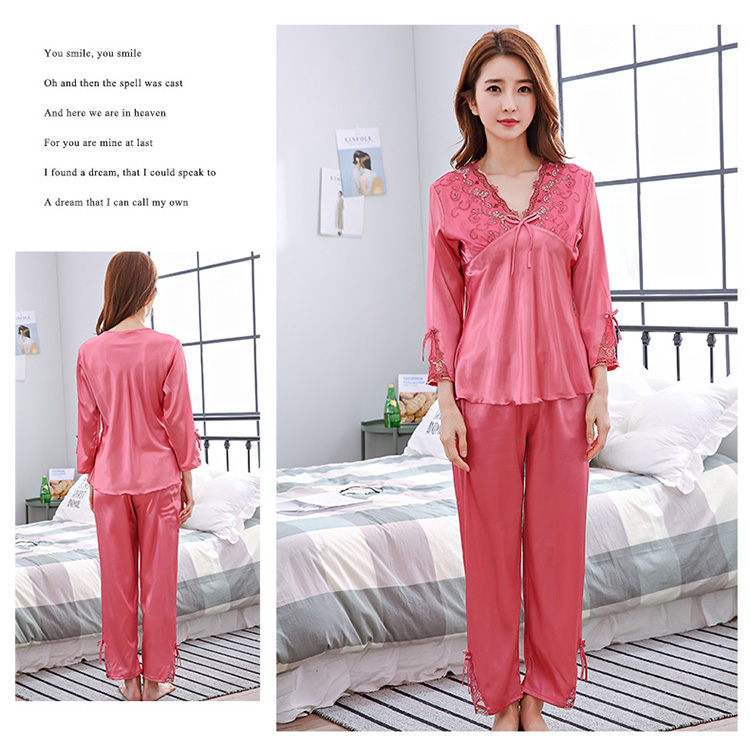 Bộ đồ ngủ nữ mùa hè dài tay lụa băng phù hợp với đồ ngủ lụa mùa xuân và mùa thu Hàn Quốc phiên bản mỏng của dịch vụ nhà lụa XL đồ bộ kiểu đẹp 2021