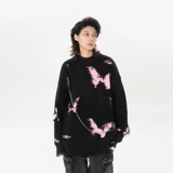 Оригинальная цепь с молнией, дизайнерский трикотажный свитер подходит для мужчин и женщин, круглый воротник, тренд сезона, в американском стиле