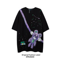 XPKAEAX Original Tide Brand Hand-painted Bear T