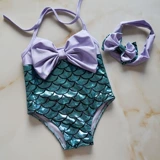 Летний детский купальник, комплект с бантиком, повязка на голову