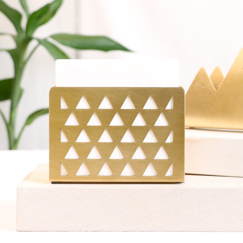Nordic minimalist geometric wind brass paper towels Dining Hall Vertical Toilet Paper Box Tissue Holder holder Desk