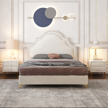 Light luxury American bed zhen leather bed 1 8 meters double master modern minimalist bed atmospheric Nordic Childrens