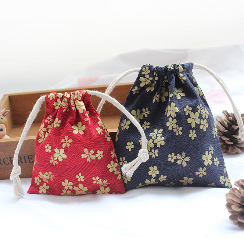 Yuan Yi ins antique cotton linen drawstring bag mask storage bag student bag girl heart large coin purse