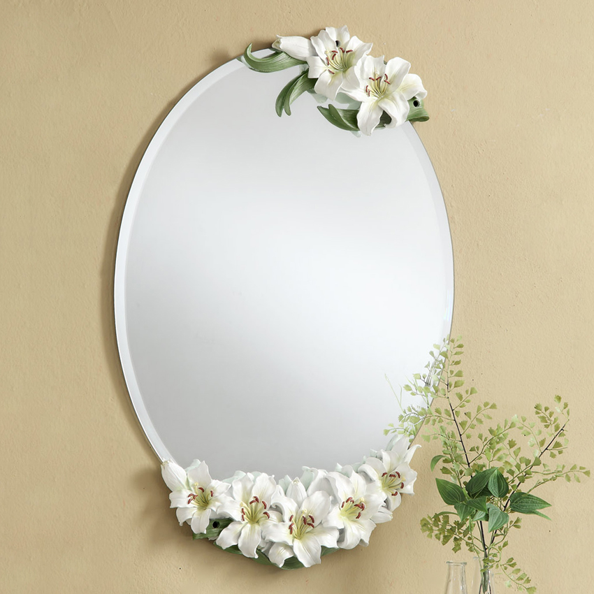 New Au Style Bathroom Mirror Makeup Mirror Wall-mounted Mirror Makeup Room Decoration Round Bath Mirror Wall Mirror Silver Mirror