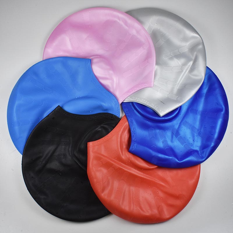 Fashion Professional Silicone Gel Swimming Cap Waterproof Adult Male And Female Children Comfort High Elastic Rubber Big long hair care ear