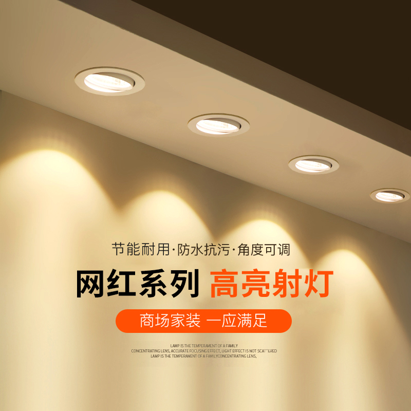 Elephant nose lamp LED spotlight Ceiling lamp cob Recessed downlight Adjustable angle Shop Commercial household bullseye hole lamp