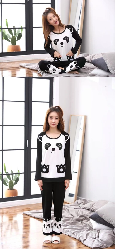 Doraemon ngủ đồ ngủ cotton đôi mùa thu phù hợp với nữ sinh viên kích thước mã dễ thương đồ ngủ đôi