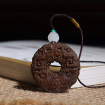Huian agarwood carving safety buckle wood carving pendant wooden vintage pendant necklace car keychain jewelry
