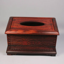Mahogany flower blooming rich tissue box napkin box Red acid branch carved pumping paper box Wooden napkin box handicraft ornaments