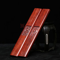 Small leaf red sandalwood ornaments (Longfeng town ruler) mahogany paper brush calligraphy study Four Treasures paper town gifts