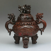 Lao red acid branch lion incense burner aromatherapy stove decoration room sandalwood plate incense burner Classical Mahogany wood carving crafts