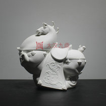 Ceramic Tang Ma and horse ornaments Tang Dynasty style white porcelain sculpture Dahan Jiuding produced