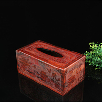 Big red acid branch mahogany tissue box pumping paper box Wood carving crafts home napkin box Solid wood paper pumping box