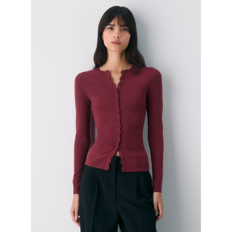 【Aritzia Wilfred】Super Stylish! Round Neck Lace-Up Slim-Fit French-Style Age-Reducing Cardigan for Women