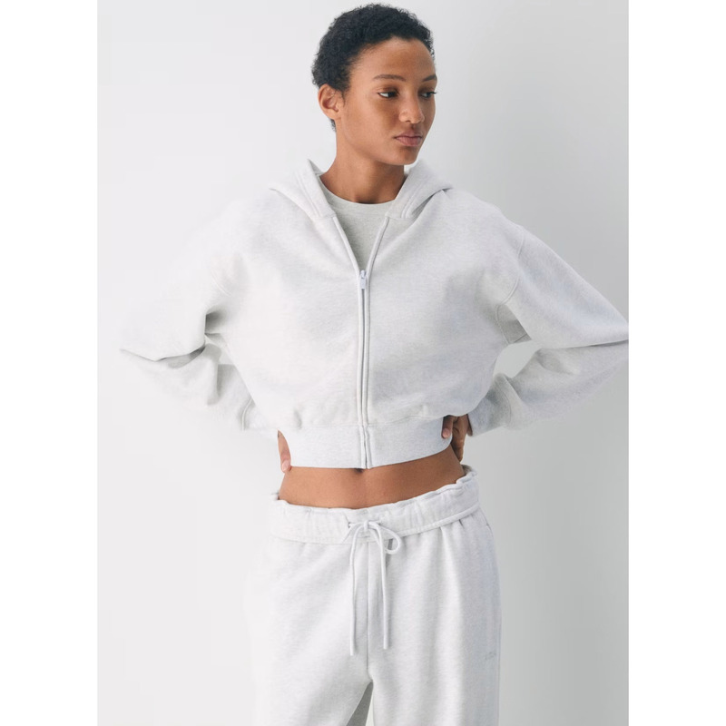 【Chunyuanoak】Thin Terry Loose-Fitting Ultra-Short Zip-Up Hoodie for Women, Suitable for All Seasons