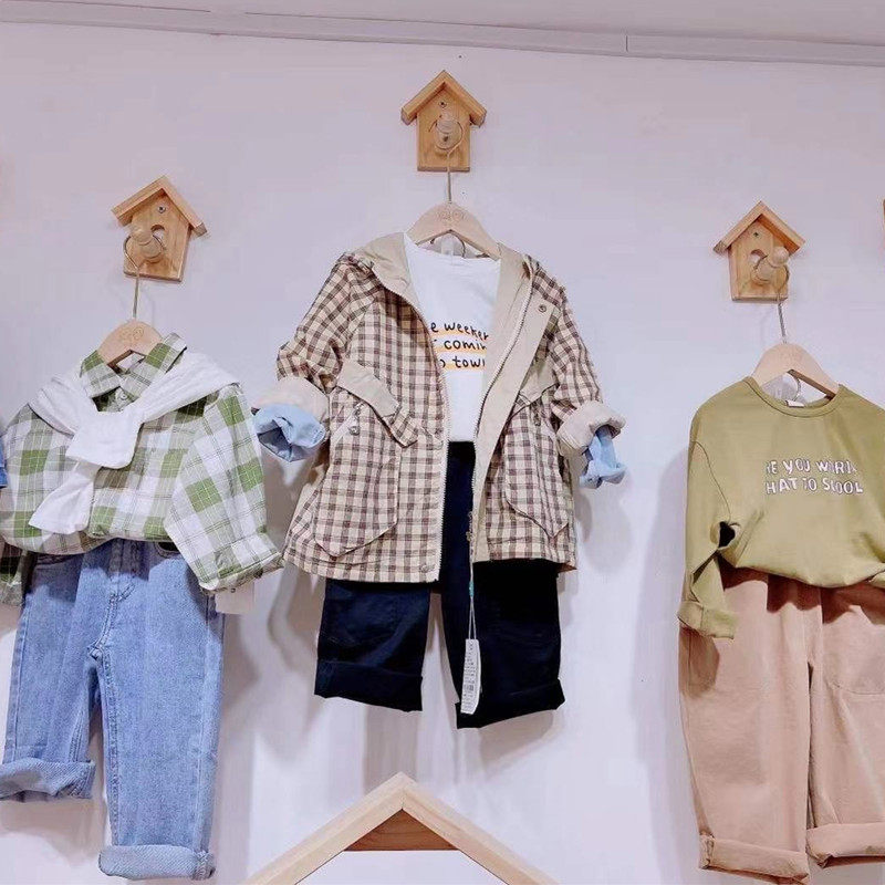 Clothing Store Furnishing Hooks Children Clothing Shelves Upper Wall Positive Hanging Points Hung House Wood Wall-mounted Retro Clothes Hook