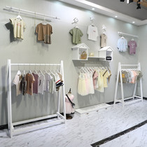 Childrens clothing store decoration creative solid wood display stand white floor-standing Nakajima frame home bedroom clothes rack display rack