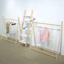 Clothing store coat rack floor bedroom Nordic solid wood hanger childrens clothing room simple wooden clothes rack
