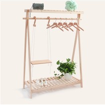 Childrens clothing store INS Wind Display rack solid wood floor-standing Nordic clothing rack simple coat rack log shelf