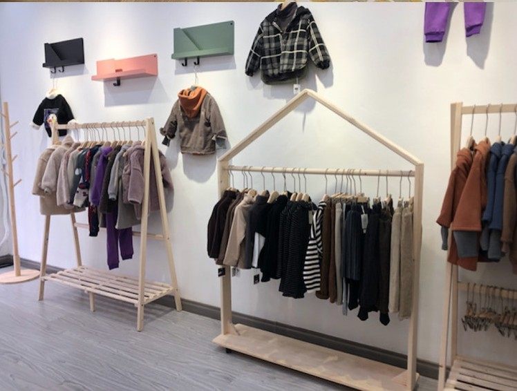 Clothing Show Rack Floor Clothes Hat Rack INS Nordic Solid Wood Floor Rack Children's Clothing Store Shelf Furnishing Solid Wood